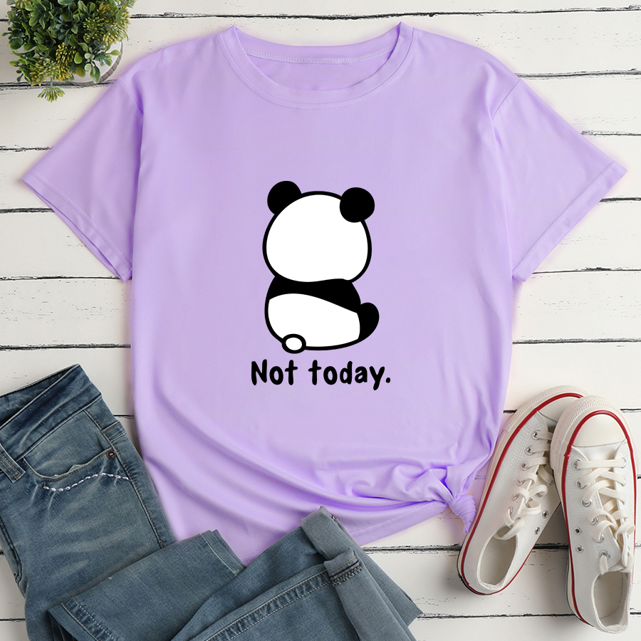 Panda Back Print Short Sleeve Loose T-Shirt NSYAY116374