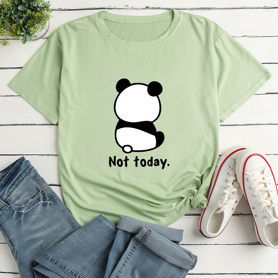Panda Back Print Short Sleeve Loose T-Shirt NSYAY116374