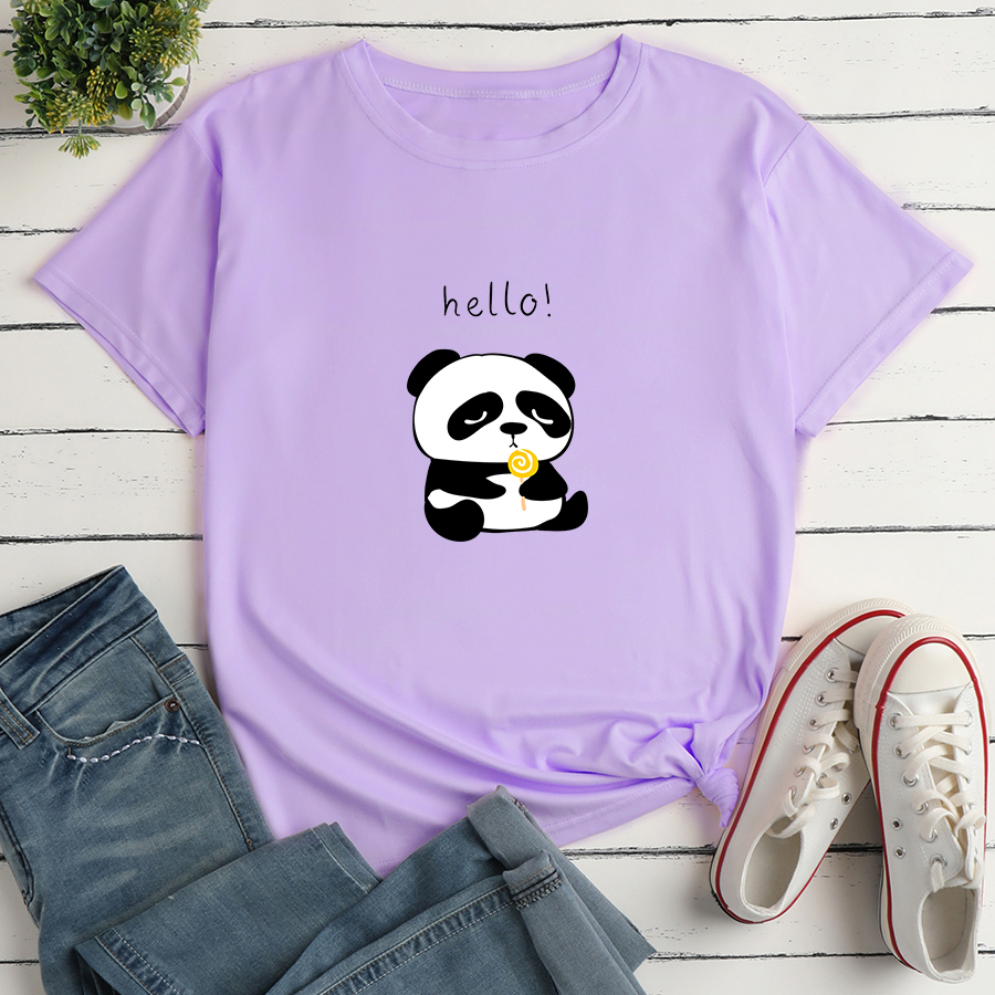 Panda Print Short Sleeve Loose T-Shirt NSYAY116371