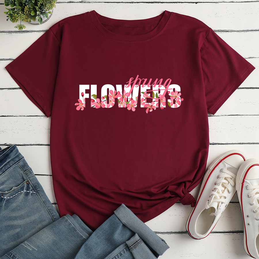 Flower Letter Print Loose short sleeve T-Shirt NSYAY117241