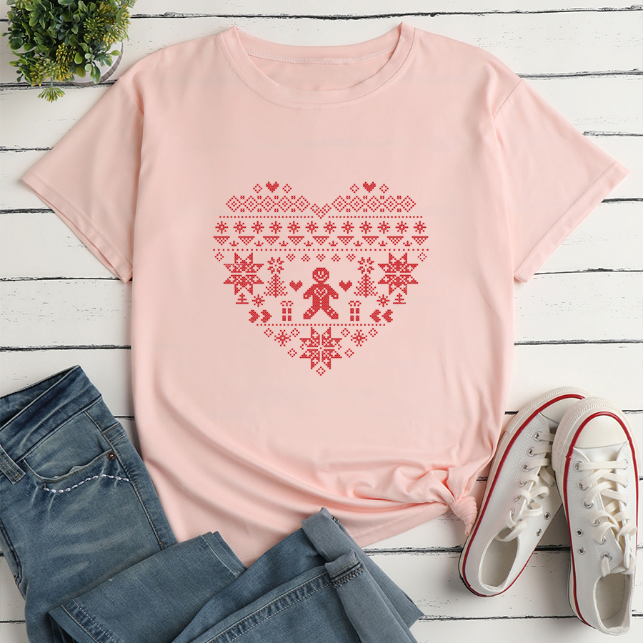 Heart Print Loose T-Shirt NSYAY117238