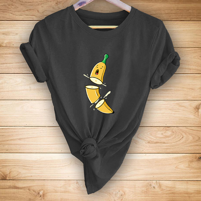 Funny Cut Banana Print Short Sleeve T-Shirt NSYAY116796