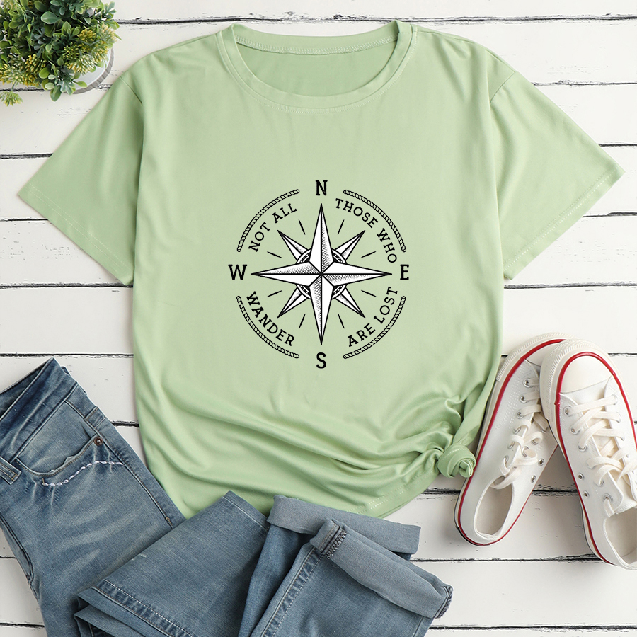 Compass Print short sleeve Loose T-Shirt NSYAY122739