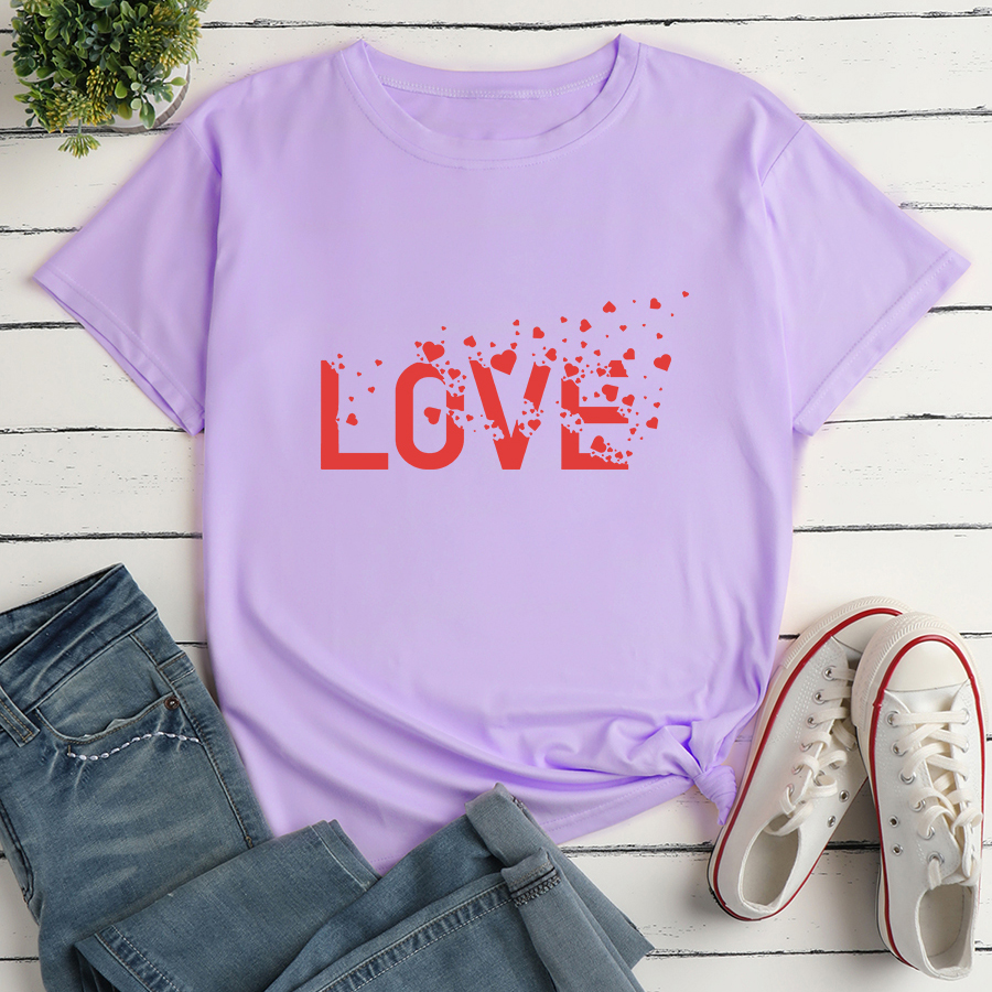 Heart Print Loose short sleeve T-Shirt NSYAY120702