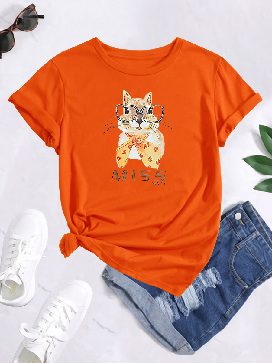 combed cotton cute hamster print short sleeve T-shirt NSSYD122716