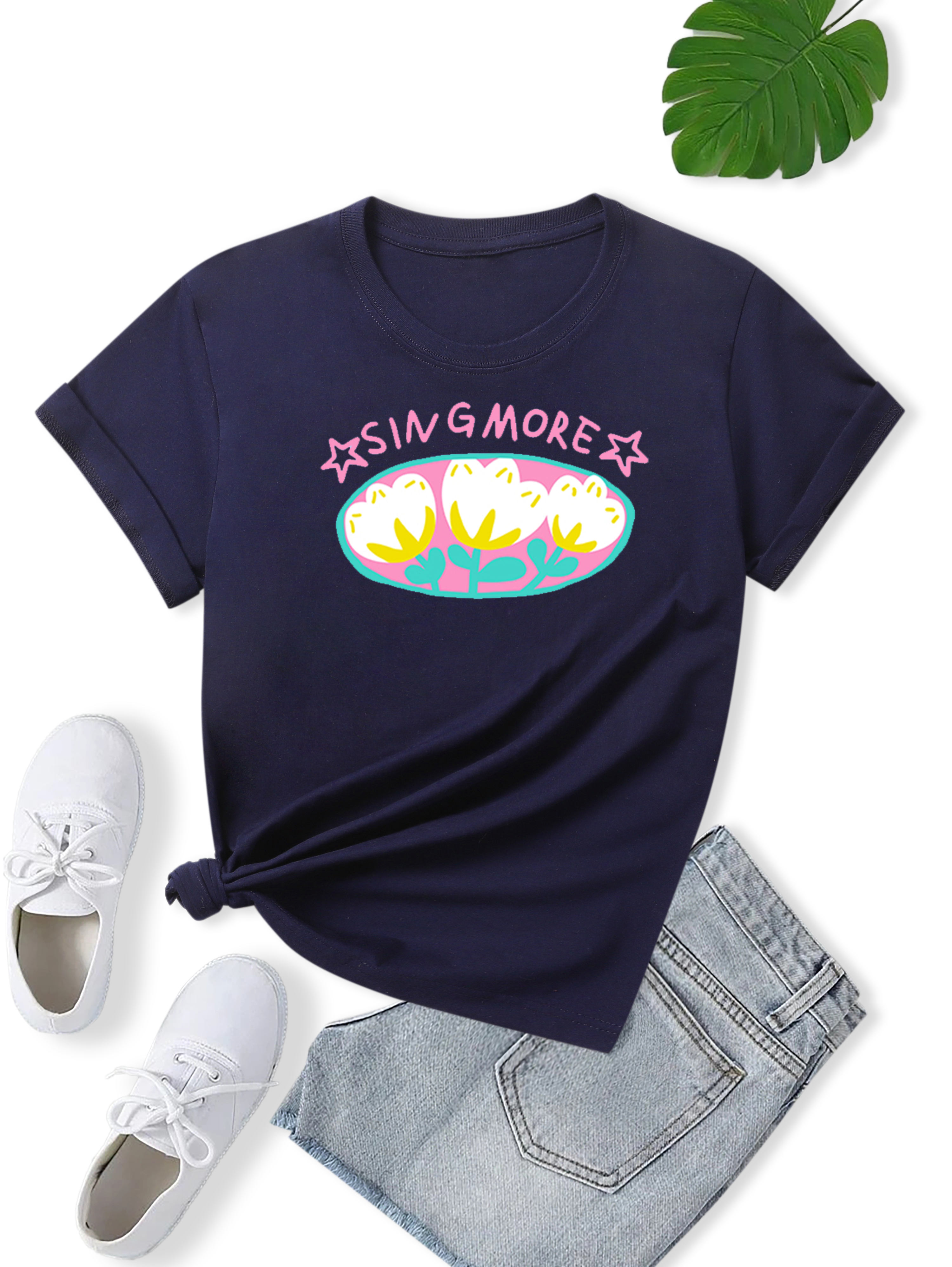 flower letter print short sleeve T-shirt NSSYD126446