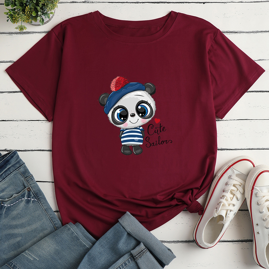 Panda Print short sleeve Loose T-Shirt NSYAY123100