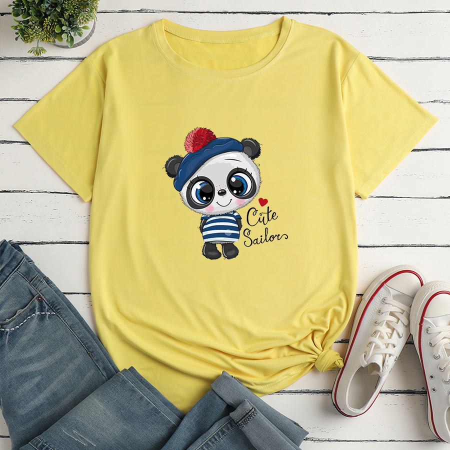 Panda Print short sleeve Loose T-Shirt NSYAY123100