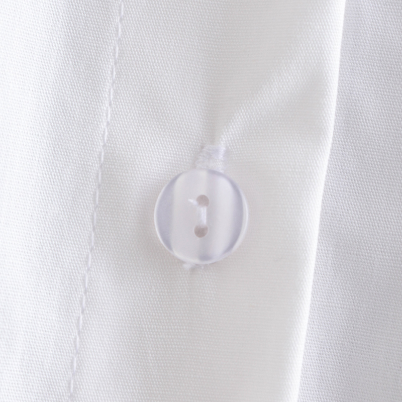 white long-sleeved lapel short Poplin Shirt NSLAY122752