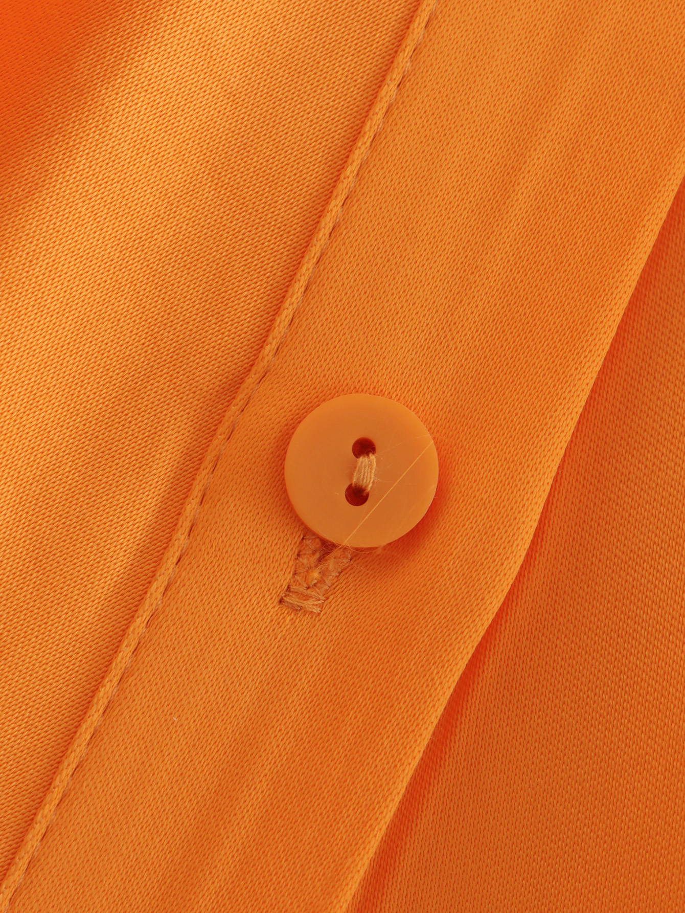 orange long-sleeved silk satin knotted lapel shirt dress NSLAY122746