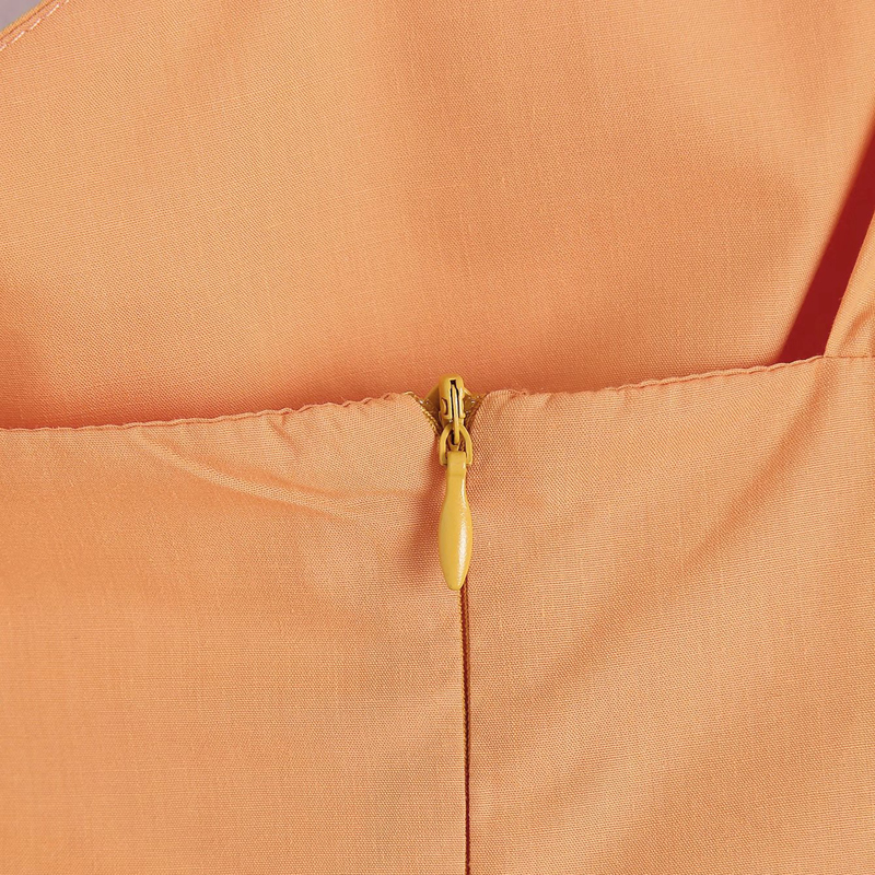 orange slim single-breasted off-shoulder knotted short dress NSLAY123184