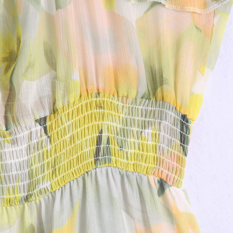 floral print sleeveless print sling dress NSLAY123183