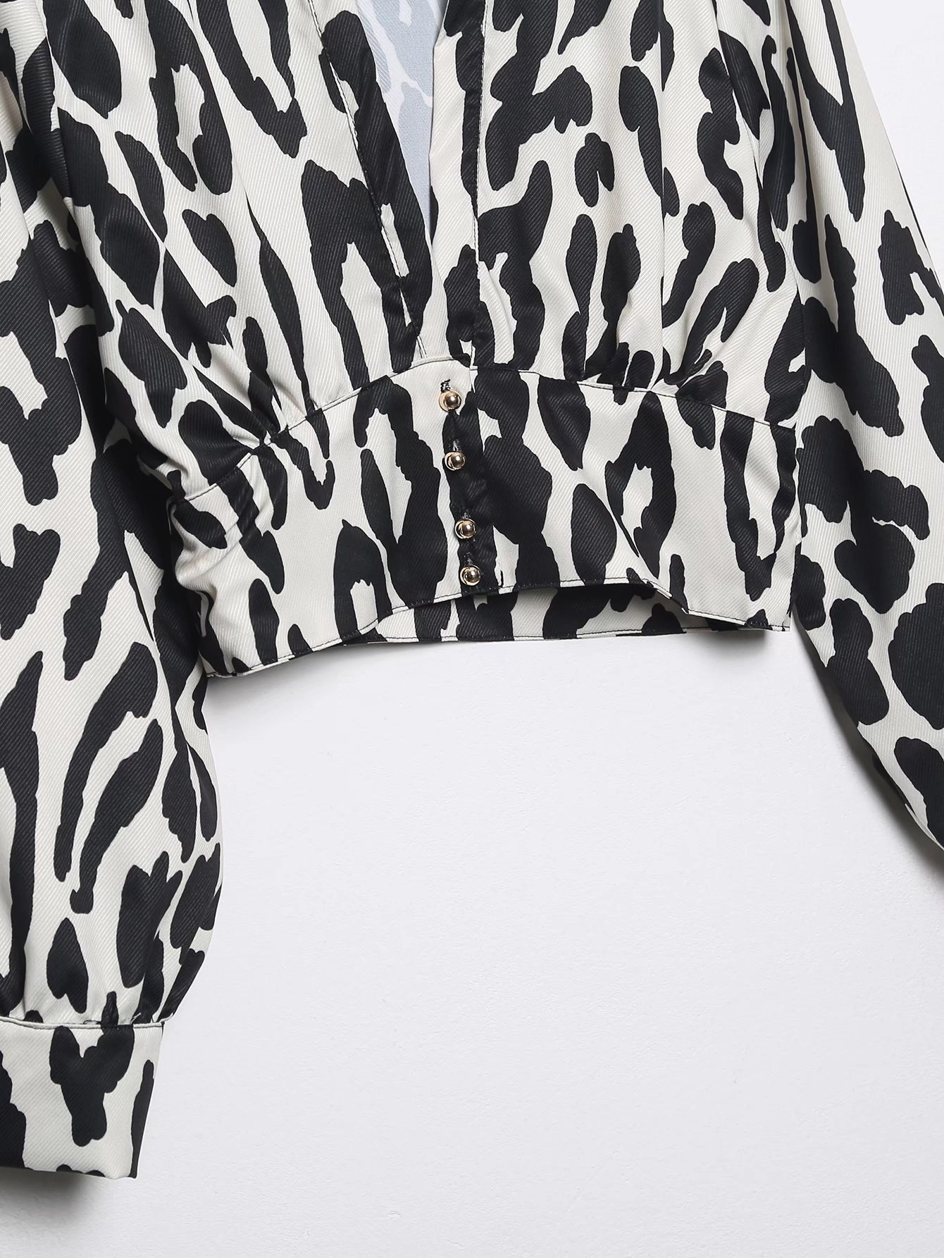 spring zebra print long-sleeved casual short shirt NSLAY123177