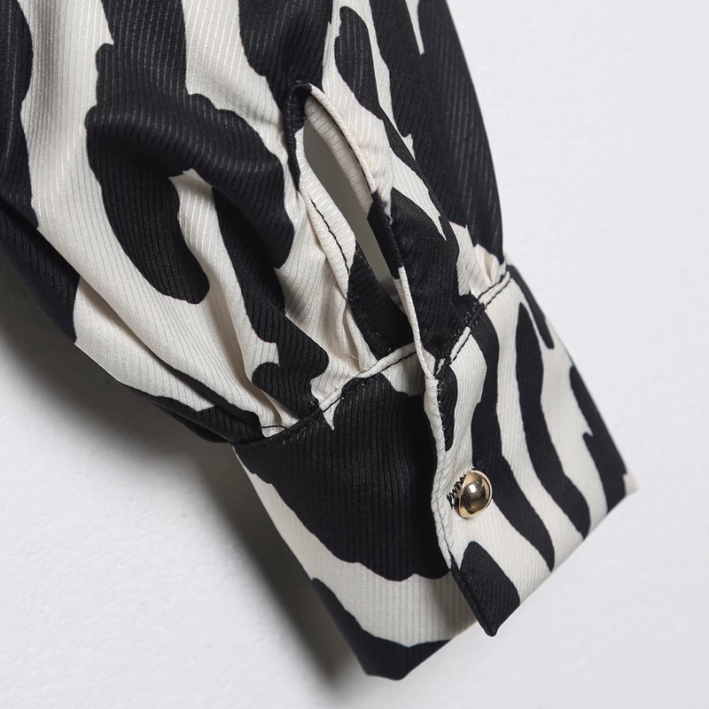 spring zebra print long-sleeved casual short shirt NSLAY123177