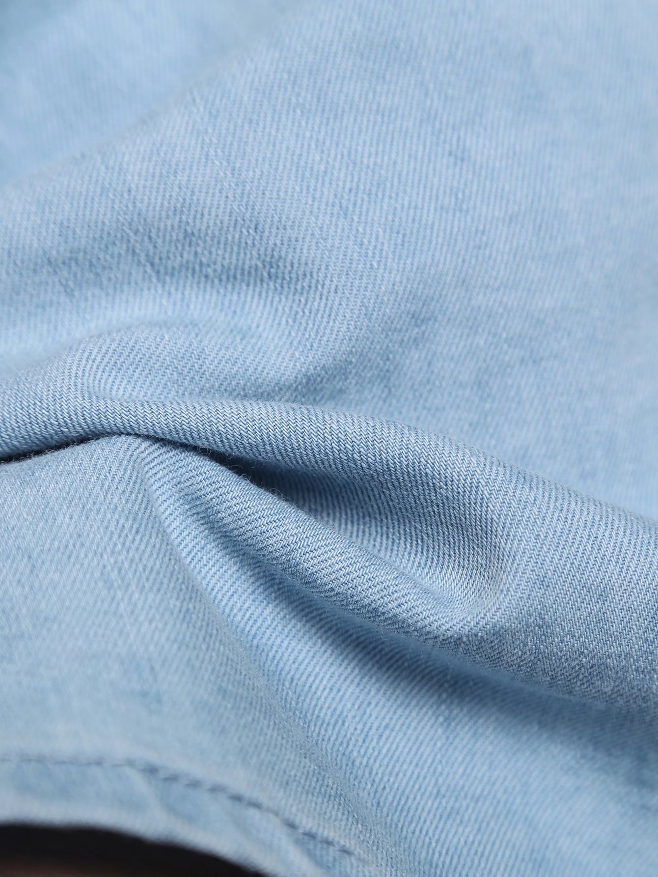 spring  long-sleeved lapel slim short Denim shirt with shoulder pads  NSLAY123175
