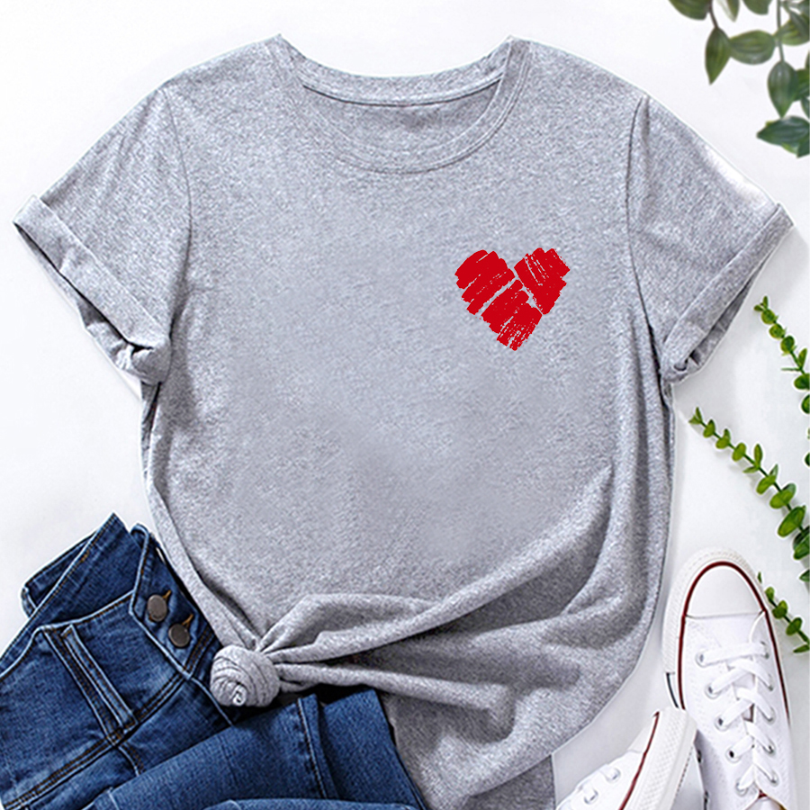 Heart Print Loose short sleeve T-Shirt NSYAY123456