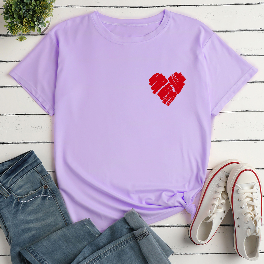 Camiseta holgada de manga corta con estampado de corazones NSYAY123456