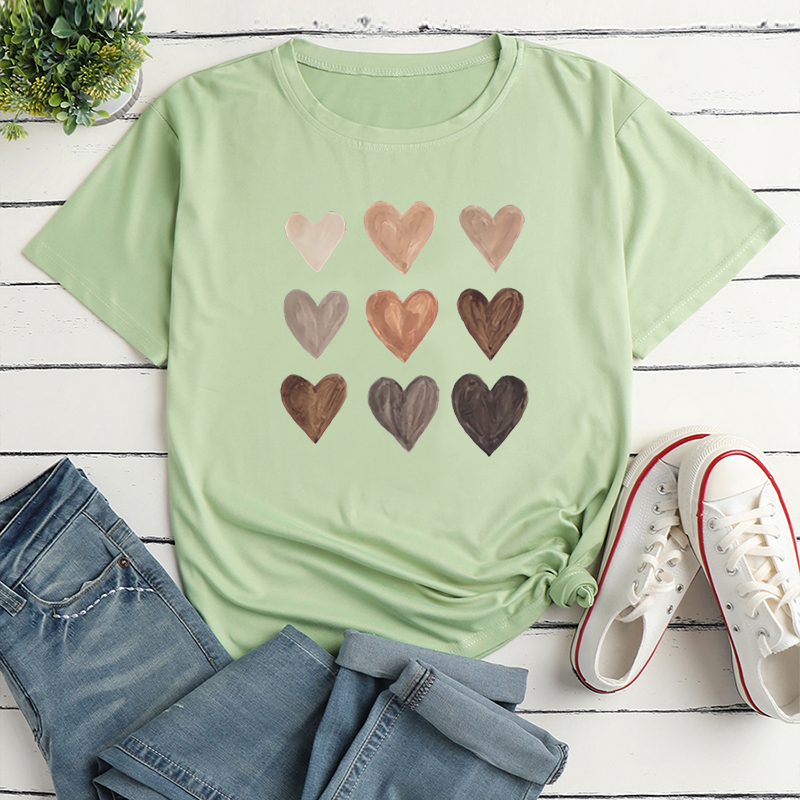 Nine Hearts Print Loose short sleeve T-Shirt NSYAY123942