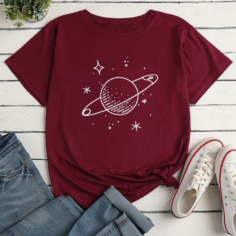 Planet Print Loose short sleeve T-Shirt NSYAY123941