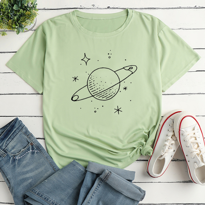 Planet Print Loose short sleeve T-Shirt NSYAY123941