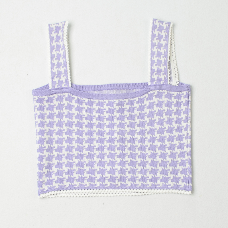 printed Square Neck Cropped Knit Camisole NSYAY119875