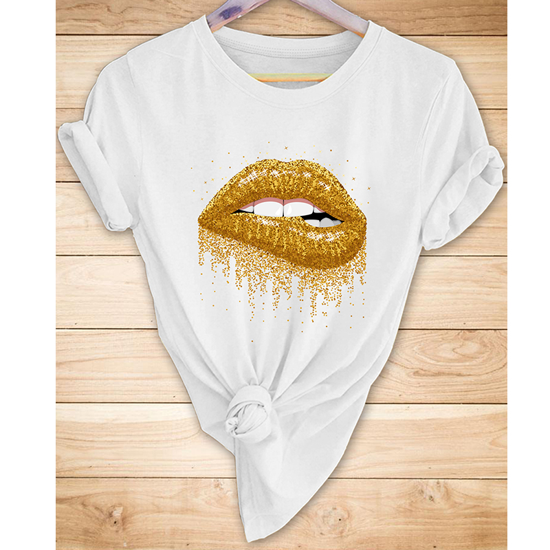Creative Lip Print Short Sleeve T-Shirt NSYAY122238
