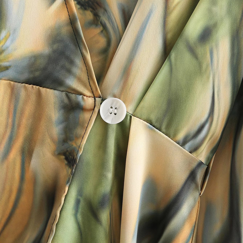 vestido de manga larga con cuello en v y diseño degradado teñido anudado NSLAY124201