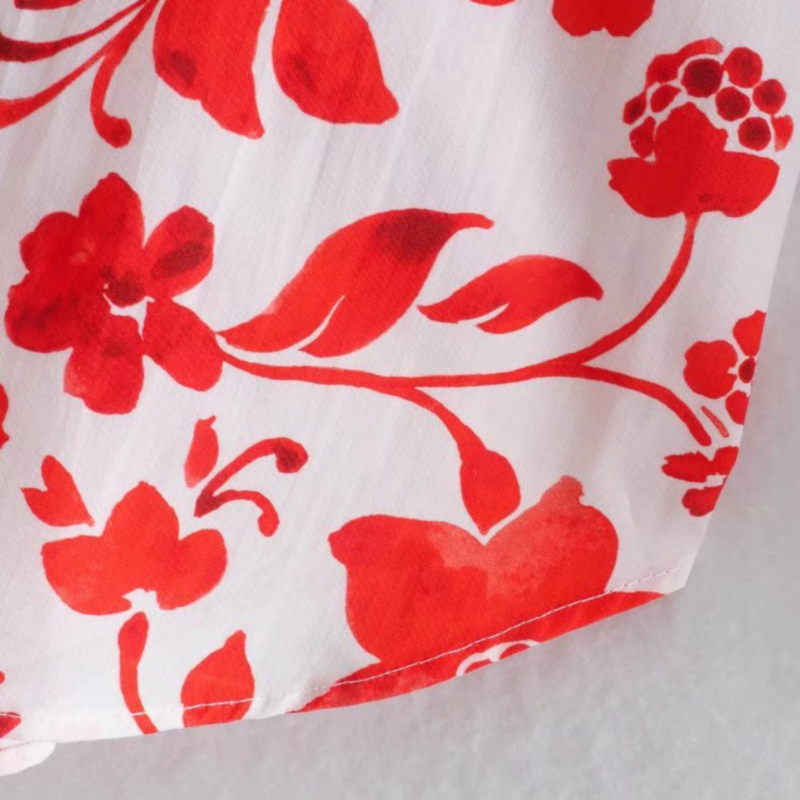 long sleeve loose lapel floral print shirt NSLAY127175