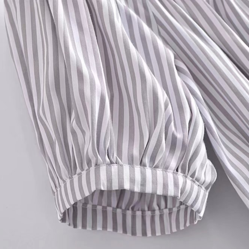 short sleeve square neck slim striped dress NSLAY127168