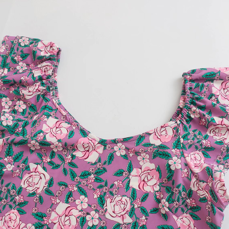 sleeveless ruffle v neck slim floral dress NSLAY127291
