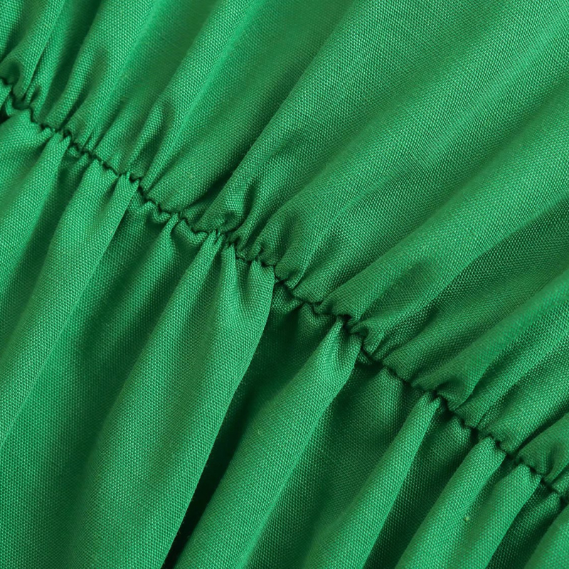 V-Neck Short Sleeve lace-up slim long solid color Dress NSLAY127285