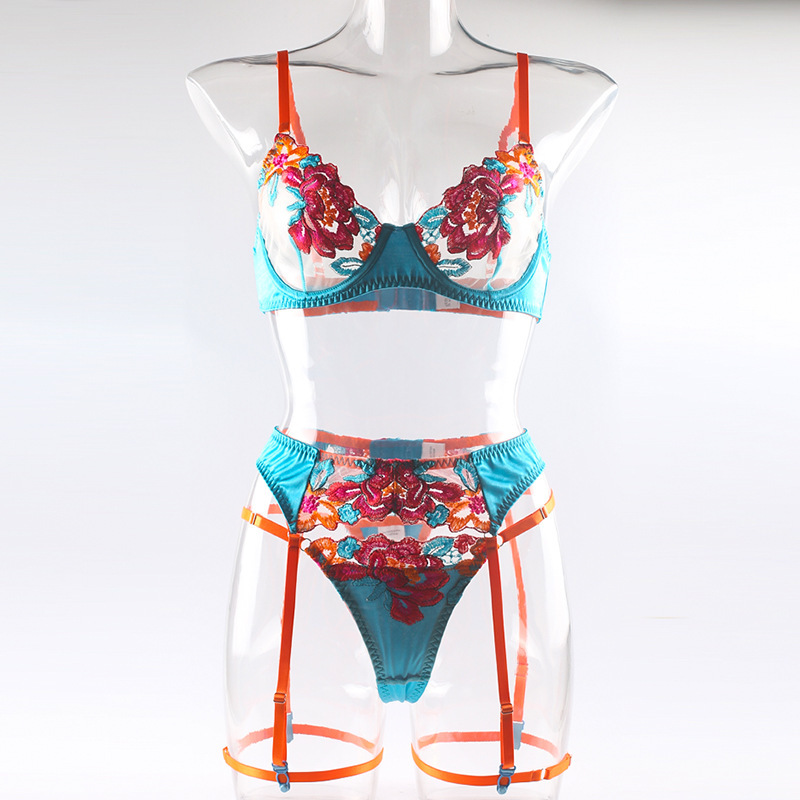 lace embroidery suspenders garter three-piece underwear set NSLTS127331