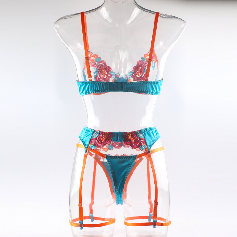 lace embroidery suspenders garter three-piece underwear set NSLTS127331