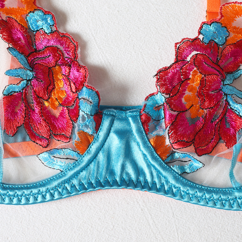 lace embroidery suspenders garter three-piece underwear set NSLTS127331
