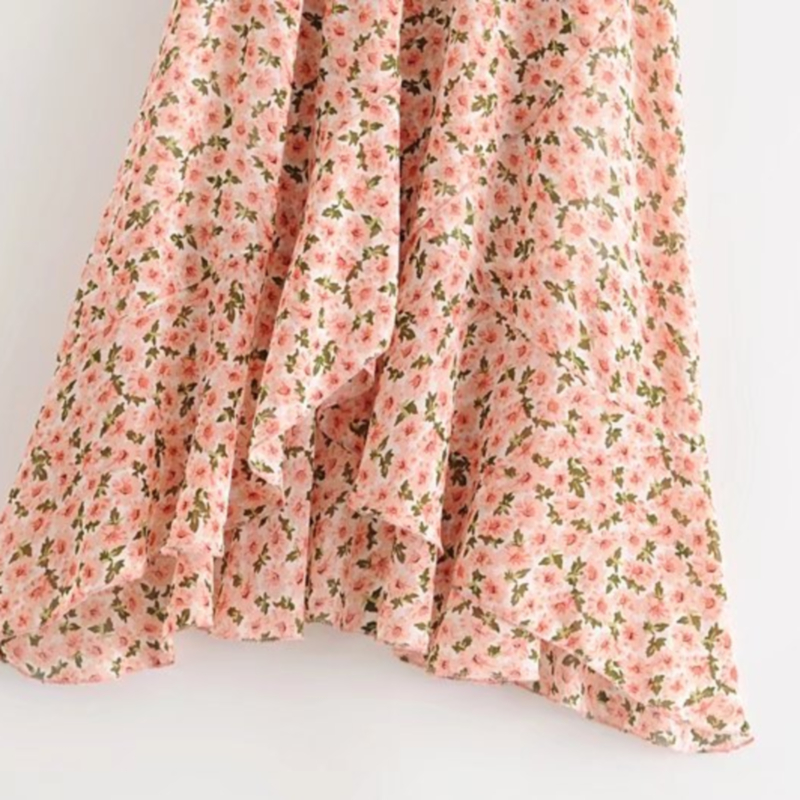 cross-layered irregular high-waisted floral skirt NSLAY127304