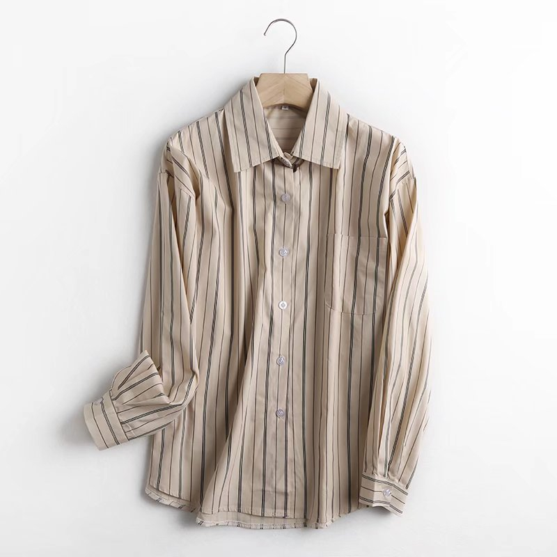 camisa de manga larga con estampado de rayas vintage NSLAY127698