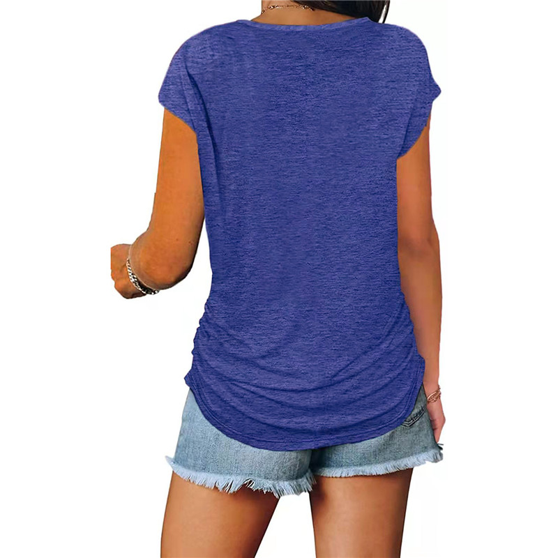 zipper solid color short sleeve loose t-shirt (multicolor) NSLMM124420