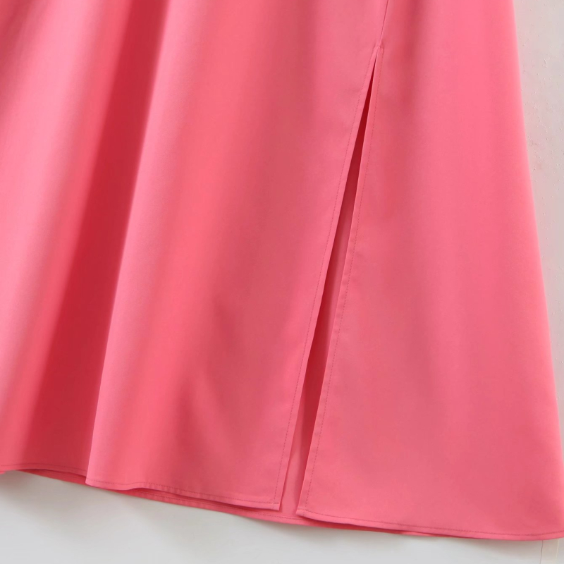 halterneck sleeveless slit lace-up solid color dress NSLAY128170