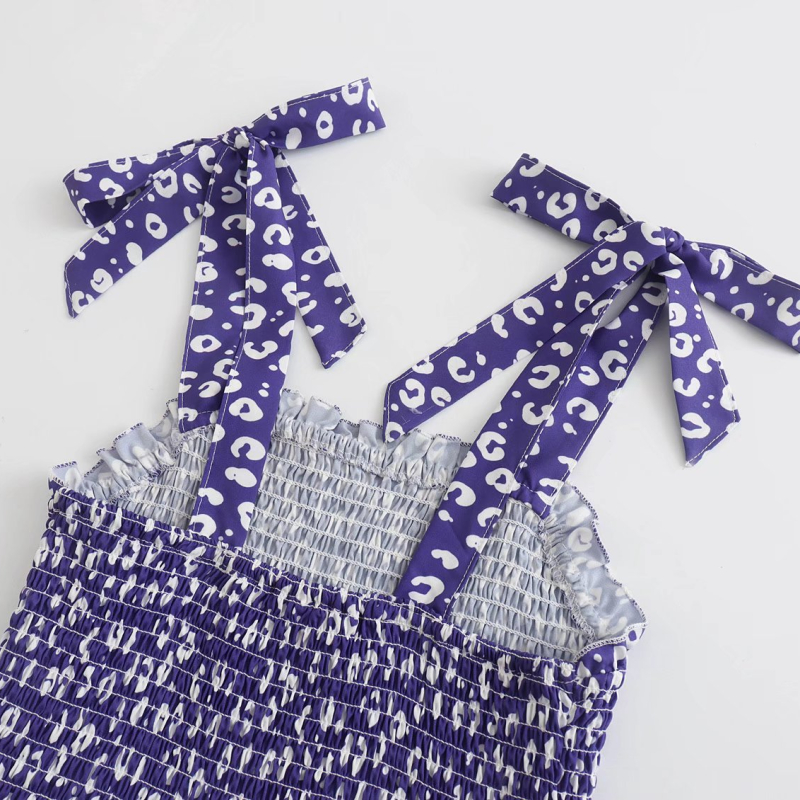 lace-up sling backless slim leopard print dress NSLAY128160