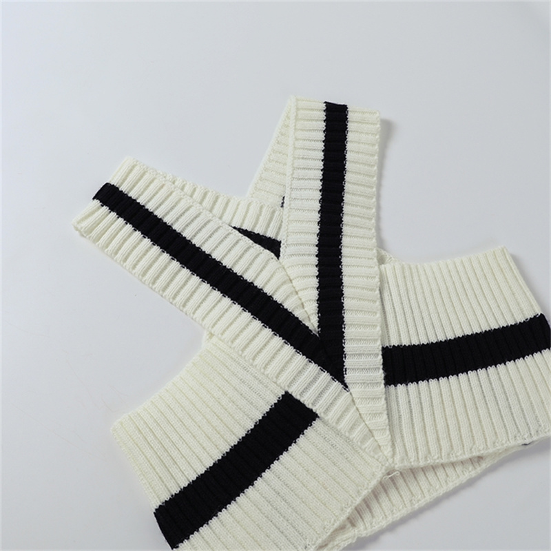 cross hanging neck wrap chest short color matching knitted vest NSLMM128149