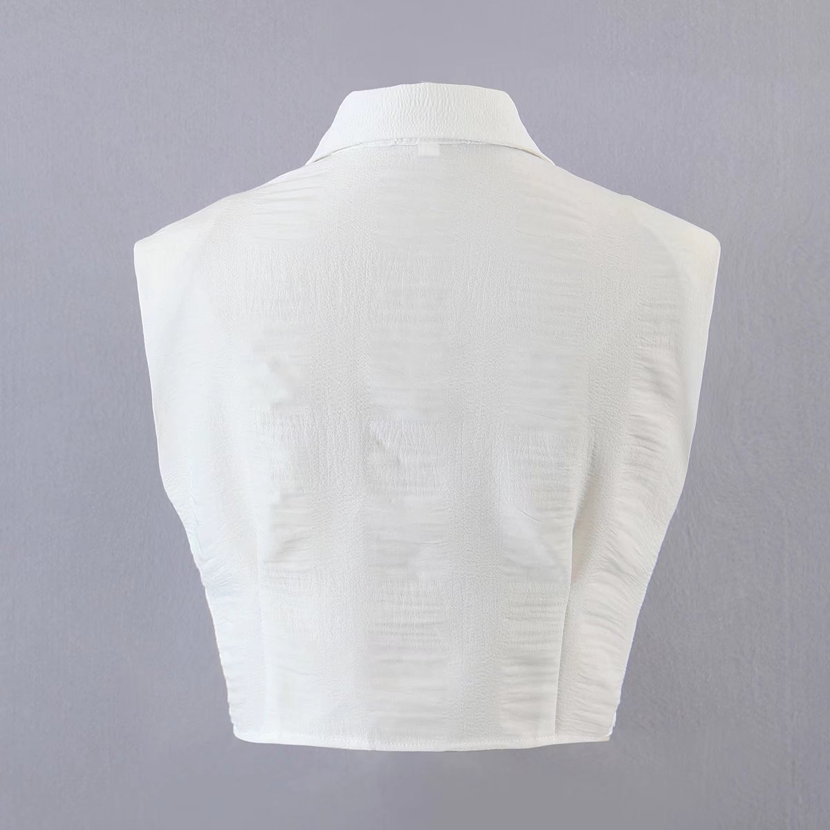 sleeveless shoulder padded lapel slim solid color shirt NSLAY128388