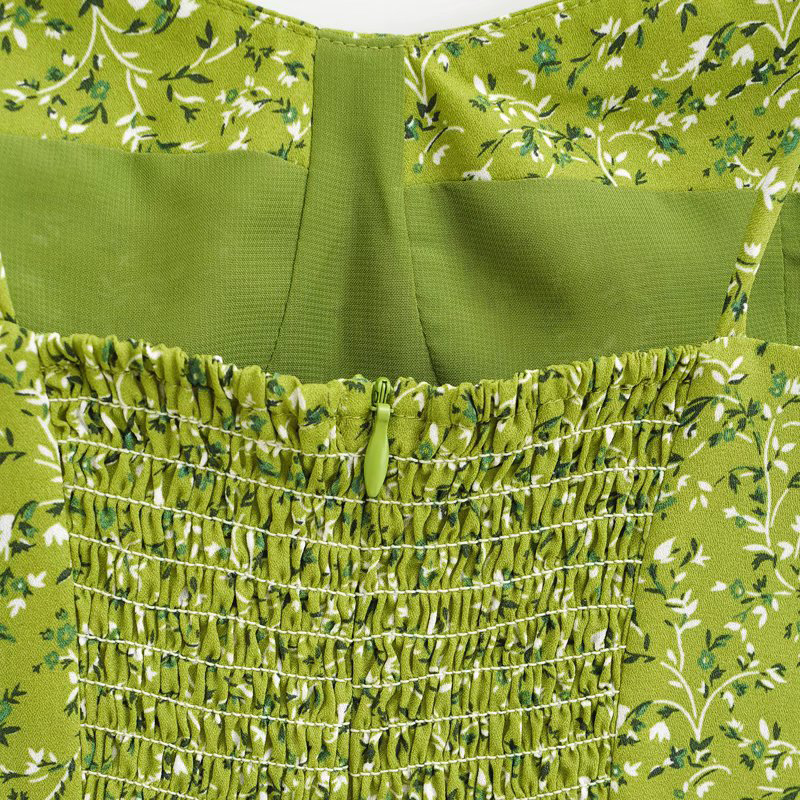 high waist sling slim backless slit floral dress NSLAY128387