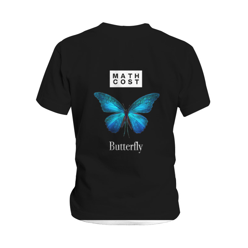 Camiseta de manga corta con estampado de mariposas y cuello redondo NSLBT128775
