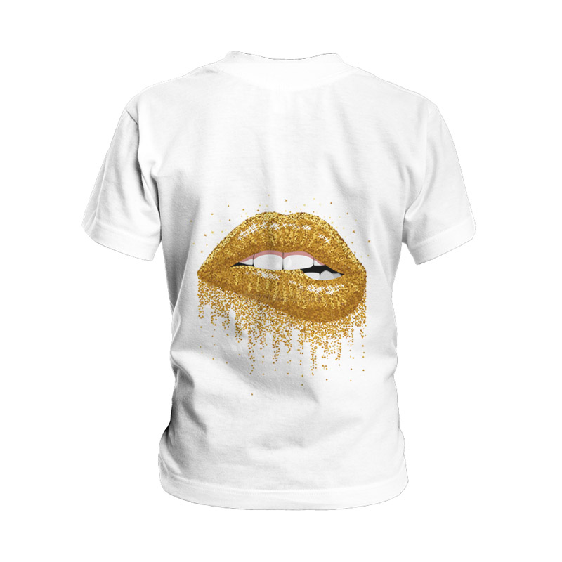 Camiseta de manga corta con cuello redondo y estampado de labios de talla grande NSLBT128770