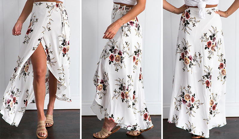 Bohemian high waist slit floral Skirt NSLMM128967