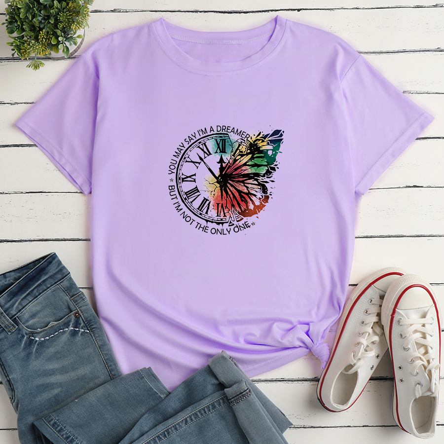 Alphabet Butterfly Print Loose short sleeve T-Shirt NSYAY129964