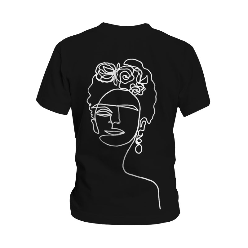 plus size Black & White Printed Crew Neck loose T-Shirt NSLBT129235