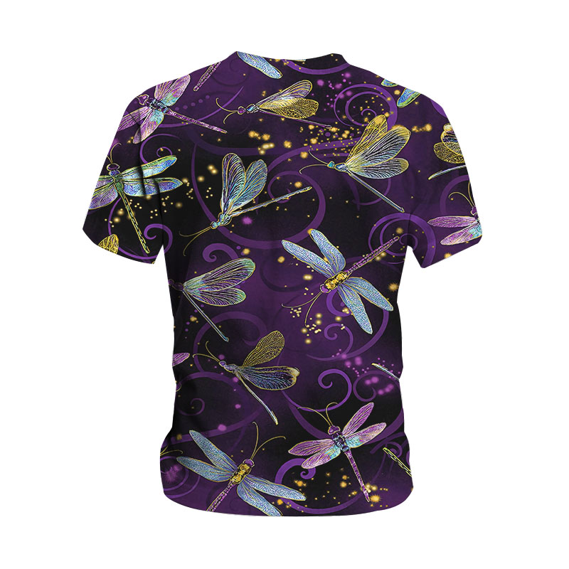 plus size Dragonfly Print round neck short sleeve T-Shirt NSLBT129794