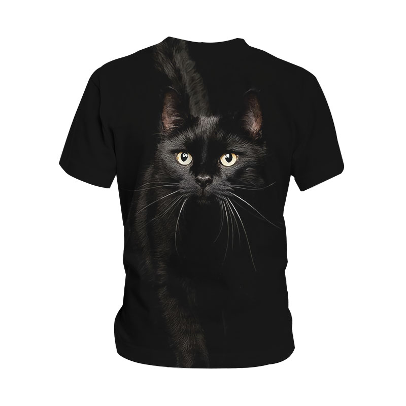 plus size Cat Print short sleeve loose round neck T-Shirt NSLBT129769