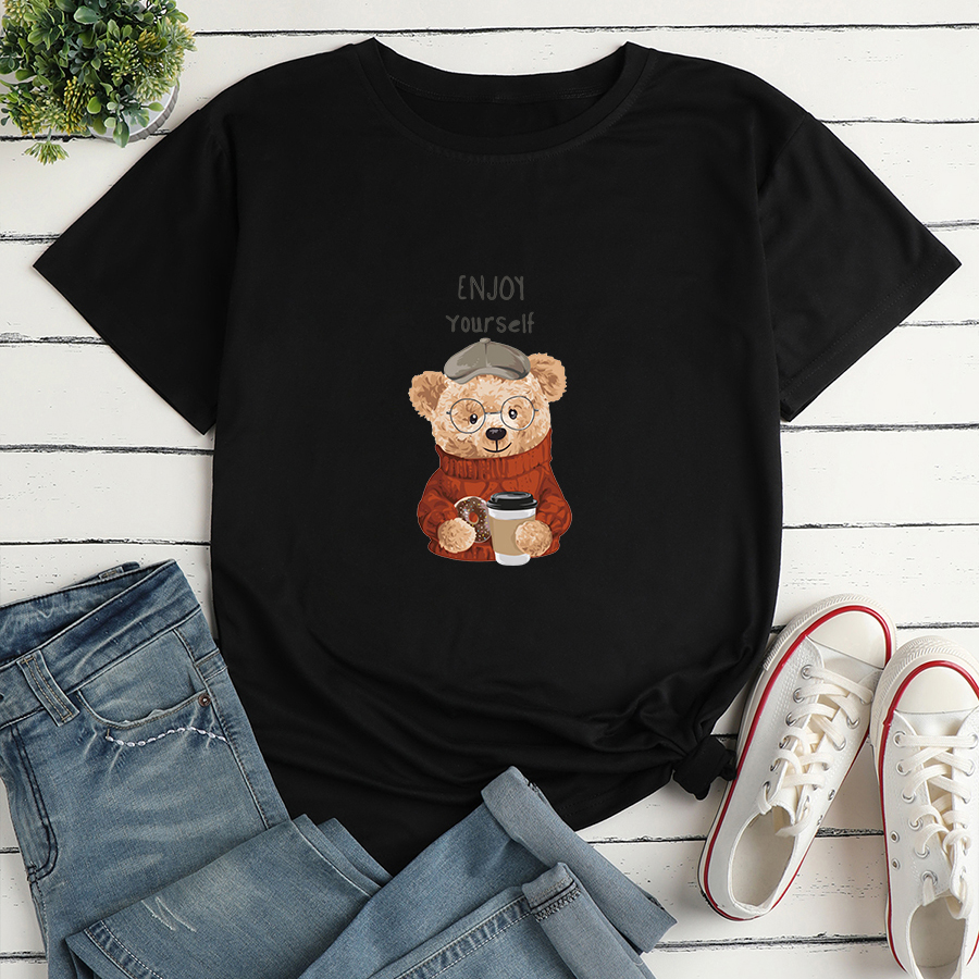 Bear Print Loose short sleeve T-Shirt multicolors NSYAY129961
